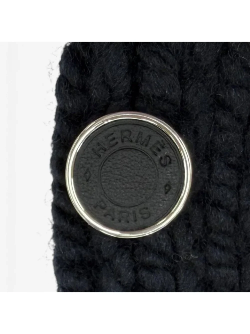 Hermes Silk Cashmere Blend Silver Series Knit Arm Warmer Gloves Black TU